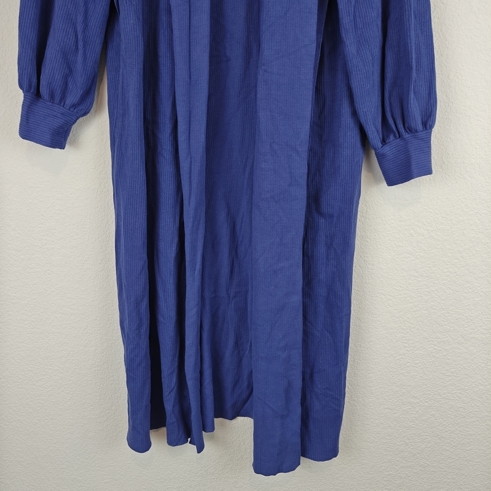 MISOOK Textured Relaxed Ribbed Recycled Knit Duster Cardigan In Blue Size Small - Picture 4 of 15